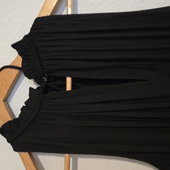 Current Air Cara Black Pleated Ruffle Mini Dress Sz S Boho Chic Halter Flowy Y2K - Picture 5 of 10
